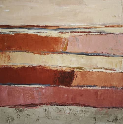 Terra rosa - paysage abstrait | Oil And Acrylic Painting in Paintings by Sophie DUMONT.. Item made of canvas works with minimalism & contemporary style