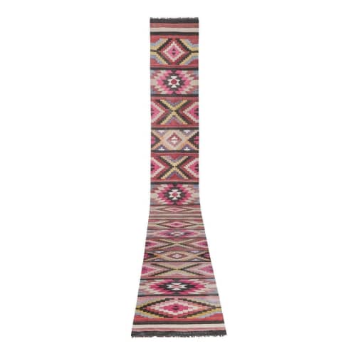 Pink CreamCottage Chic Staircase Kilim Rug Runner | Runner Rug in Rugs by Vintage Pillows Store. Item made of fabric