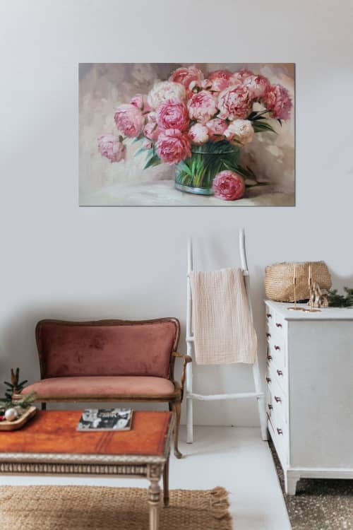 Peony painting, Oil painting original, Large floral painting | Oil And Acrylic Painting in Paintings by Natart. Item composed of canvas & synthetic compatible with contemporary style