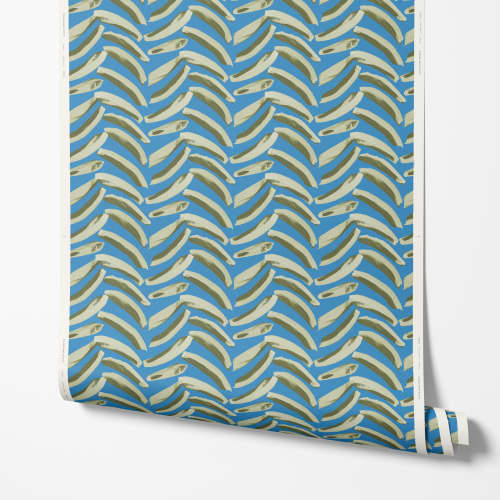 Swipes Jungle Olive Wallpaper | Wall Treatments by Color Kind Studio. Item composed of fabric and paper