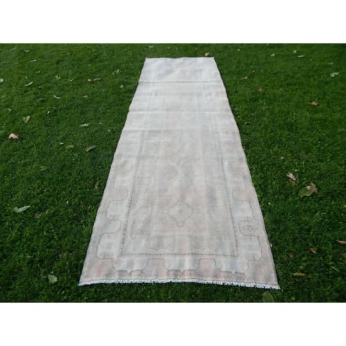 Distressed Vintage Turkish Oushak Runner - Pastel Kurdish | Area Rug in Rugs by Vintage Pillows Store. Item made of cotton