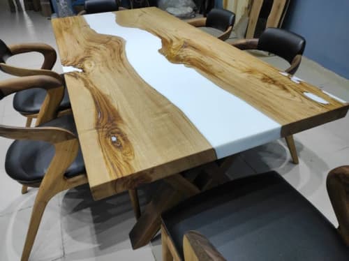 42 Round Dining Table Top - Epoxy Resin Finish - Artistic Statement Piece