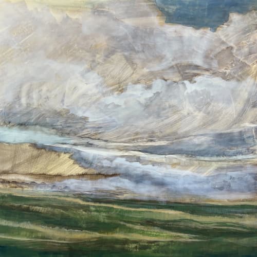 Large Square III (36x36") | Paintings by Caroline Adams. Item composed of wood compatible with contemporary and modern style