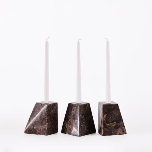 Pyramid Candle Holders Grey | Work by District Loom