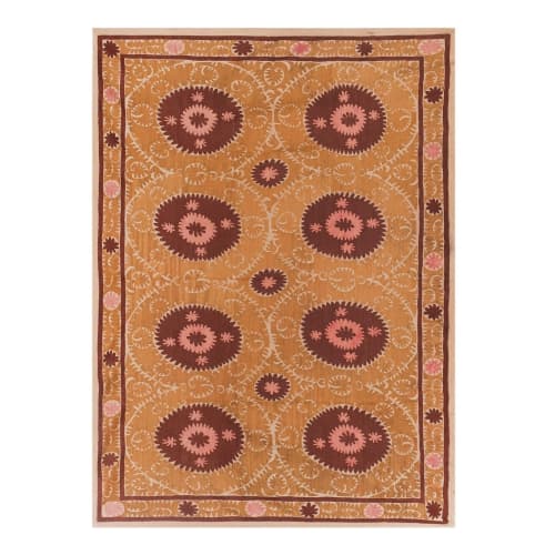 Suzani Wall Hanging Decor - Faded Chocolate Brown Suzani Bed | Tablecloth in Linens & Bedding by Vintage Pillows Store
