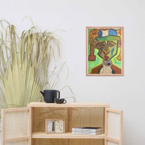 Framed Print - Fragmented Soul Cubist Figure Portrait Print | Work by Eman's Gallery