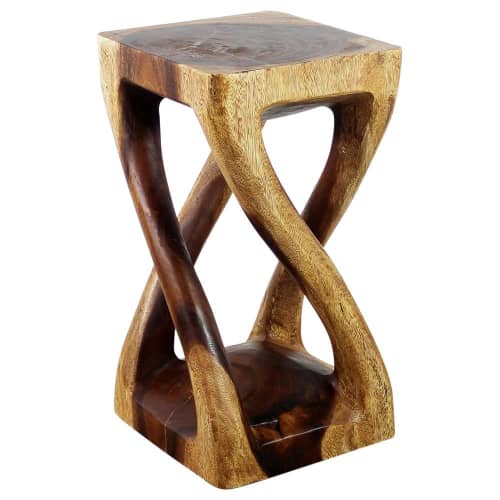 Haussmann® Wood Vine Twist Stool Accent Table 12 in x 22 in | Chairs by Haussmann®