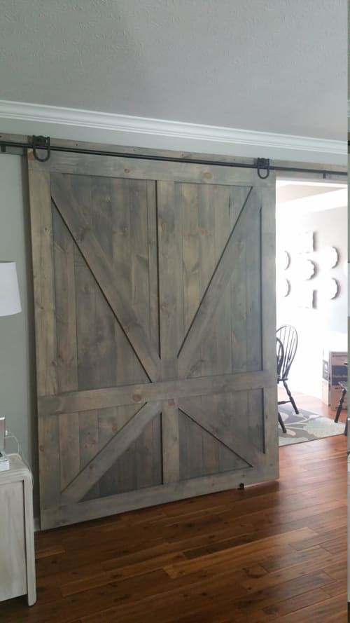 Model #1032 - Custom Barn Door | Furniture by Limitless Woodworking. Item made of maple wood works with mid century modern & contemporary style