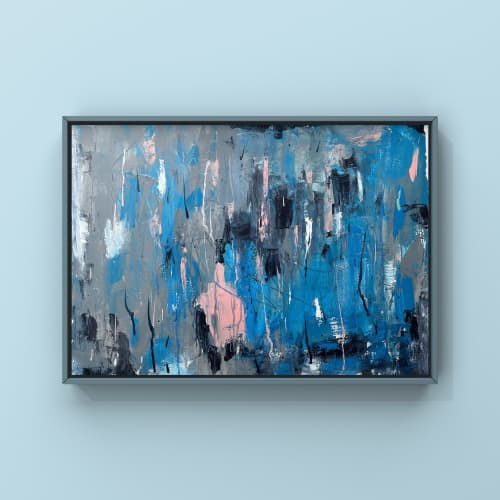 “Summer Rains” | Mixed Media in Paintings by Kate Kabissky. Item made of canvas & synthetic