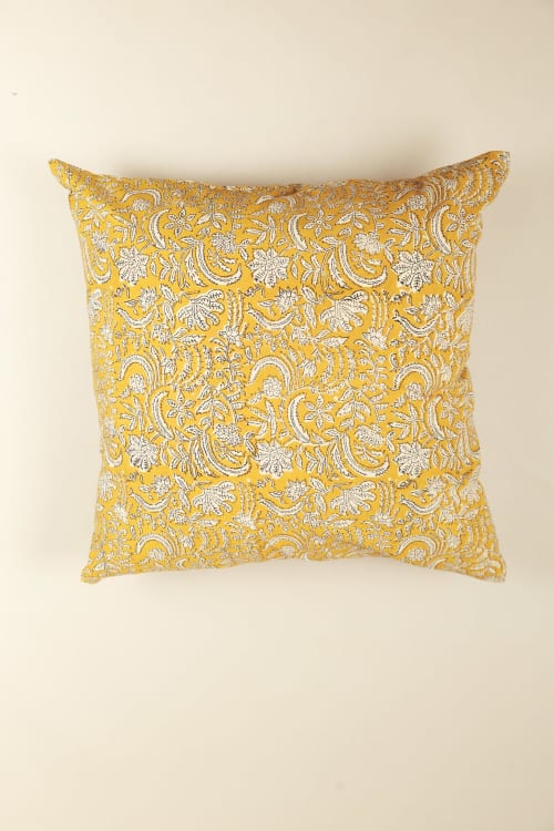 Mustard Harmony Block Print Pillow | Pillows by Ninéh