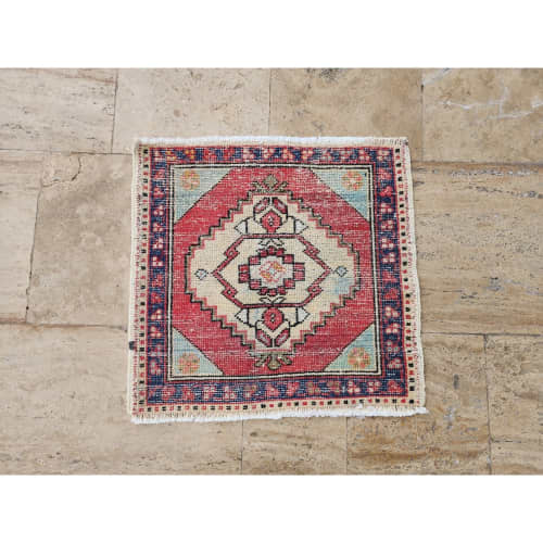 Faded Small Turkish Rug 2'3'' X 2'5'' | Area Rug in Rugs by Vintage Pillows Store