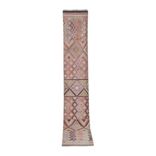 Mid Century Nomadic Wool Anatolian Hall Kilim Runner | Area Rug in Rugs by Vintage Pillows Store