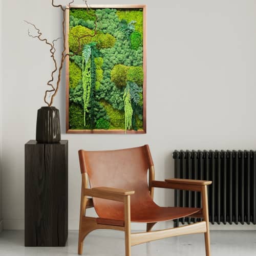 Biophilic Design Walnut Moss Wall | Decorative Frame in Decorative Objects by Moss Art Installations