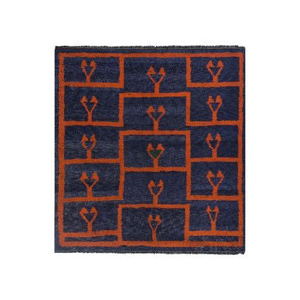 Vintage Navy Blue Turkish Shaggy Rug 6' X 9'2'' | Area Rug in Rugs by Vintage Pillows Store
