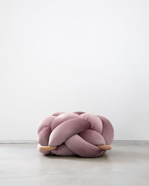 (L) Mauve Knot Ottoman | Benches & Ottomans by Knots Studio