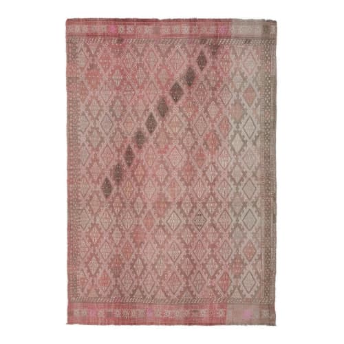 1970s Brown Vintage Turkish Handwoven Kilim Rug 4'8" X 6'5" | Area Rug in Rugs by Vintage Pillows Store. Item composed of wool and fiber