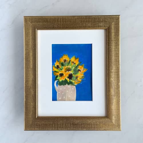 Sunflowers 2 | Oil And Acrylic Painting in Paintings by Ella Friberg. Item composed of paper & synthetic compatible with contemporary and modern style