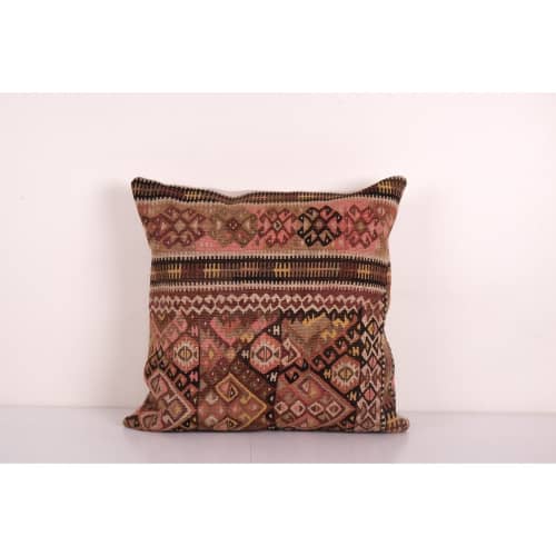 Large Rustic Square Size Caucasian Rug Pillow, Hand Knotted | Cushion in Pillows by Vintage Pillows Store
