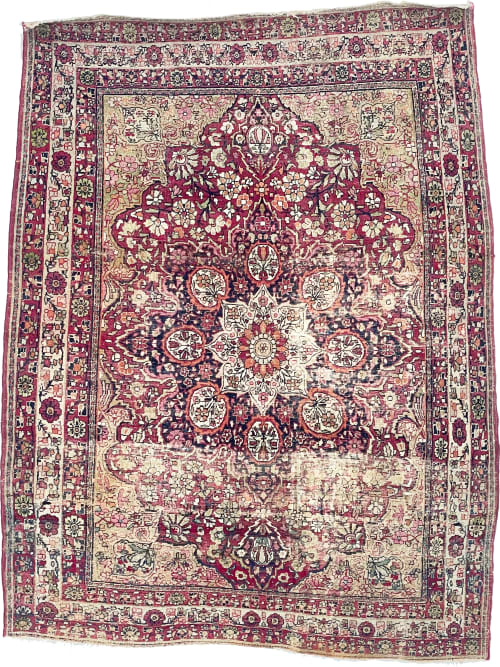 OLD-WORLD Antique Persian Kermanshah Rug | Unique Squarish | Area Rug in Rugs by The Loom House. Item made of cotton