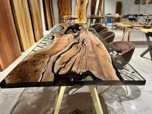 Custom Order 2 pieces 19×19 Olive Wood Clear Epoxy Table Top and