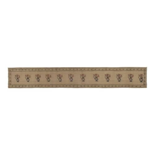 Vintage Aubusson Vase Turkish Kilim Runner Rug | Rugs by Vintage Pillows Store. Item composed of cotton and fiber