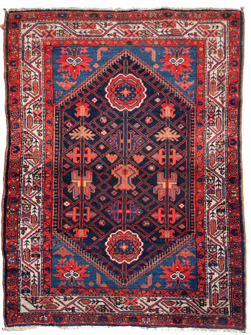 WONDERFUL Vintage Tribal Afshar Rug | Punch, Denim, DARK | Area Rug in Rugs by The Loom House. Item made of wool & fiber
