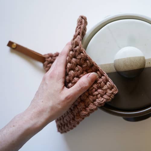 Pot Holder [Loop Strap] | Storage by Keyaiira | leather + fiber. Item made of cotton