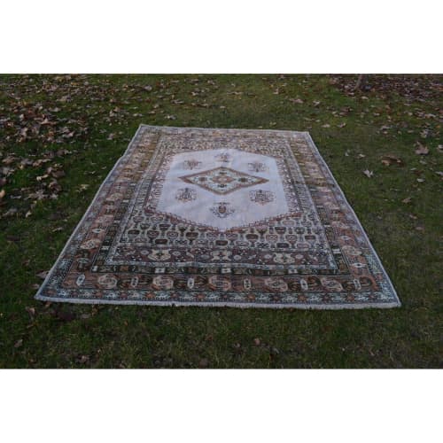 Farmhouse Kitchen Vintage Mid Century Turkish Oushak Rug | Area Rug in Rugs by Vintage Pillows Store. Item composed of cotton and fiber