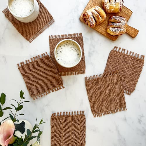 Weaving Patterns Linen Coasters DIY KIT | Tableware by Flax & Twine. Item composed of cotton
