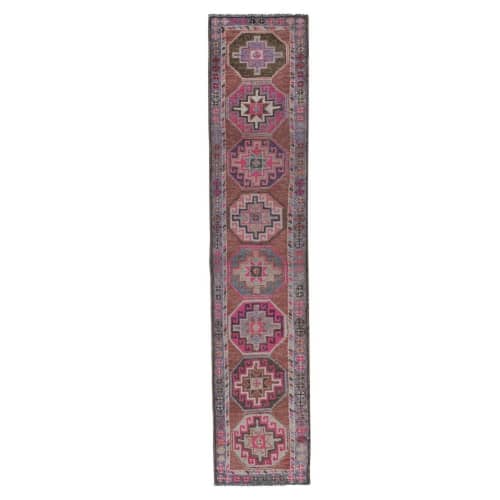 Neoclassical Style Vintage Turkish Oushak Runner, Extra Long | Runner Rug in Rugs by Vintage Pillows Store. Item composed of cotton & fiber