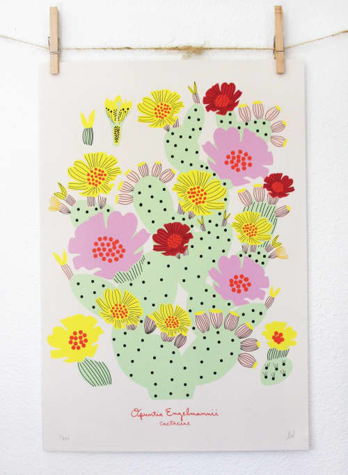 Prickly Pear Poster | Prints by Leah Duncan. Item made of paper works with mid century modern & contemporary style