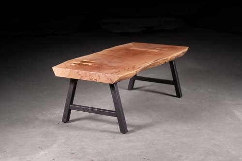 Maple Slab Coffee Table | Tables by Urban Lumber Co.. Item made of maple wood with steel
