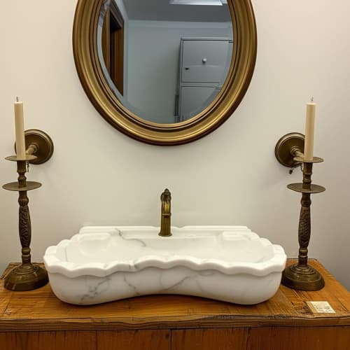 Classic-Midcentury Design Carrara Marble Sink | Water Fixtures by AYMARBLEDESIGN LLC