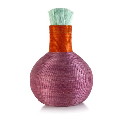colorblock ostrich vase magenta | Vases & Vessels by Charlie Sprout. Item made of fiber