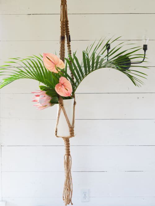 Beaded Jute Plant Hanger | Plants & Landscape by Modern Macramé by Emily Katz. Item made of fiber