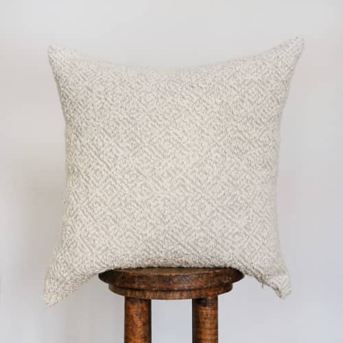 Cream Linen with Woven Boucle Diamonds Pillow 22x22 | Pillows by Vantage Design