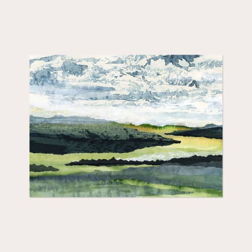 Winding River Art Print - Abstract River Landscape | Prints in Paintings by Lara Eckerman Art