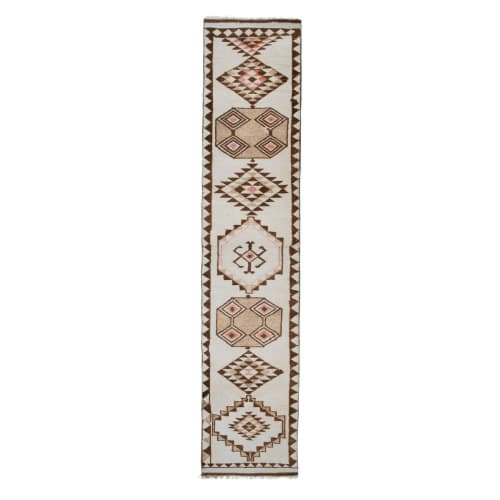 Handmade Vintage Moroccan Hall Rug, Area Rug Turkish Oushak | Runner Rug in Rugs by Vintage Pillows Store. Item made of cotton