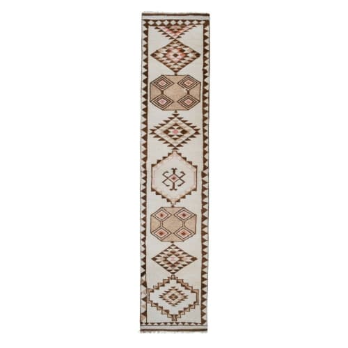 Handmade Vintage Moroccan Hall Rug, Area Rug Turkish Oushak | Runner Rug in Rugs by Vintage Pillows Store. Item made of cotton