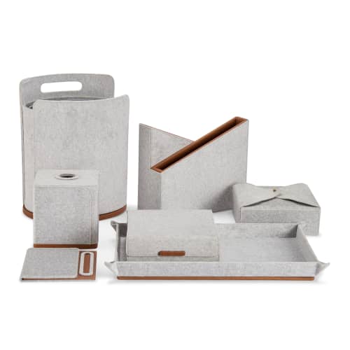 Burnished with Leather Room Set | Decorative Objects by Rikan
