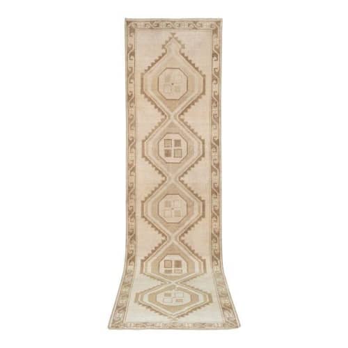 Vintage Hand Knotted Turkish Kurdish Runner 3'10" X 13'8" | Runner Rug in Rugs by Vintage Pillows Store. Item composed of cotton and fiber