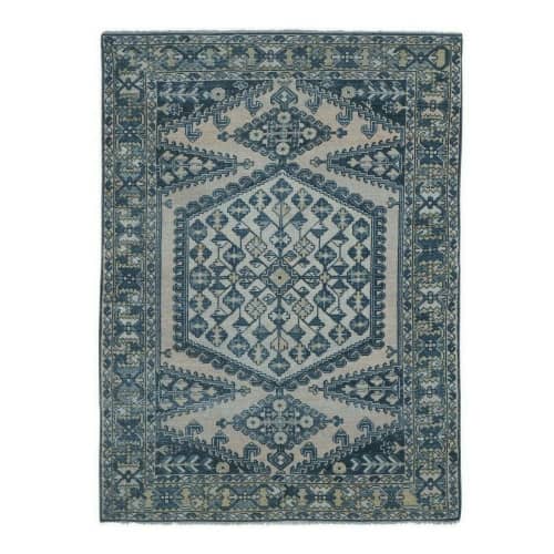 Authentic Turkish Oushak Blue Handmade Wool Rug with Rich | Area Rug in Rugs by Vintage Pillows Store. Item composed of wool & fiber