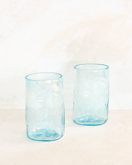 Xaquixe Large Tumbler - Turquoise (set of 2) | Glass in Drinkware by MINNA