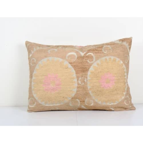 Uzbek Faded Beige Suzani Cushion Cover, Suzani Pillow Case M | Pillows by Vintage Pillows Store