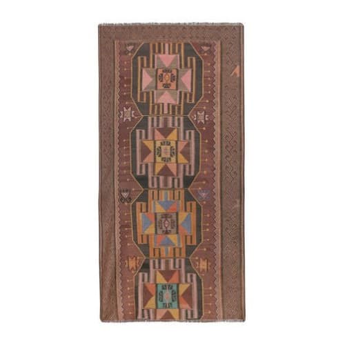 Vintage Turkish Kars Kilim Rug 4'4'' X 8'7'' | Area Rug in Rugs by Vintage Pillows Store