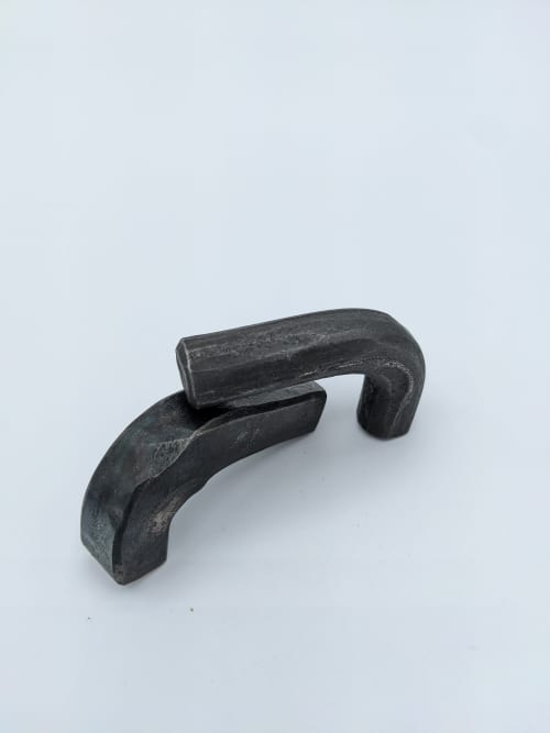 Hand Forged Iron "L" Drawer Cabinet Knob Pull | Hardware by Element Metal & Woodcraft. Item composed of steel in rustic style