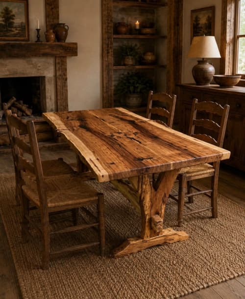 Rustic Book Matched Solid Wood Dining Table | Tables by Pelican State Woodworks