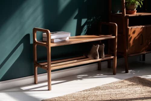 Mid-century entryway bench, Shoe storage by Plywood Project