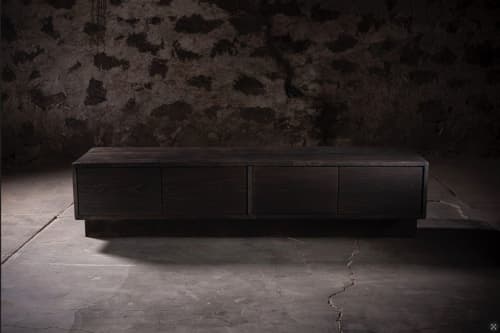 Obsidian Console | Burned Solid Oak – Plain or Figured | Console Table in Tables by NO AGE FURNITURE STUDIO
