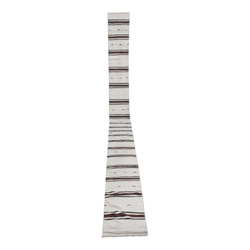 Narrow Floor Runner, Vintage Turkish Flatweave Designers | Runner Rug in Rugs by Vintage Pillows Store. Item made of wool with fiber